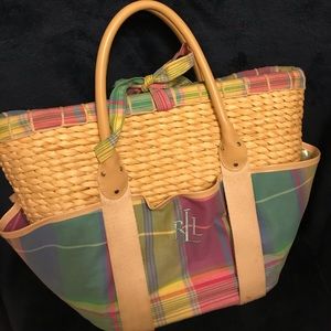 Ralph Lauren Plaid Basket/Wicker Bag